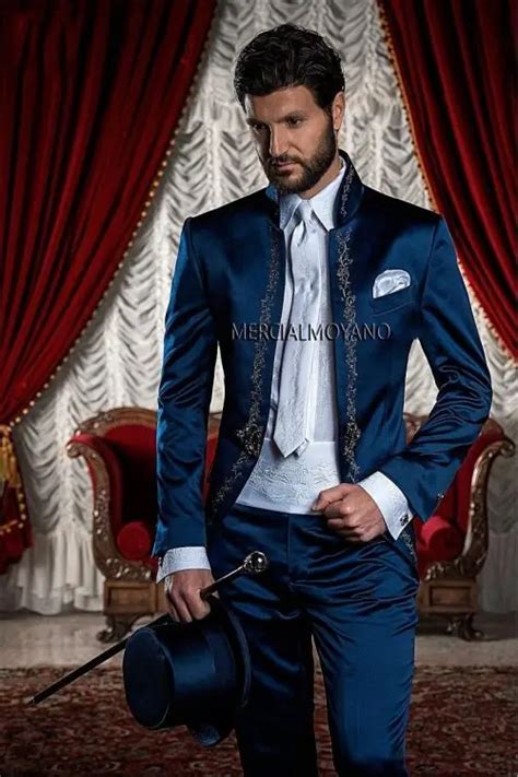 Classic Style Blue Embroidery Groom Tuxedos Groomsmen Men S Wedding Prom Suits Custom Made