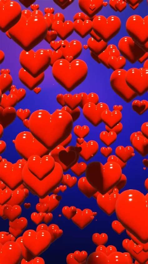 Many Red Hearts Are Floating In The Air