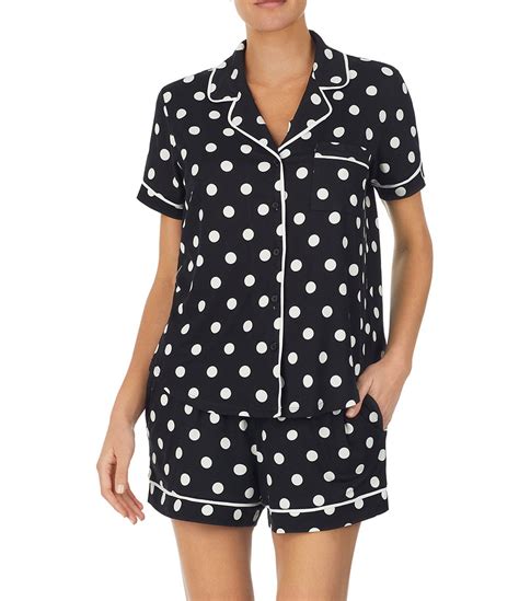 Kate Spade New York Dot Print Short Sleeve Notch Collar Jersey Knit Shorty Pajama Set Dillards