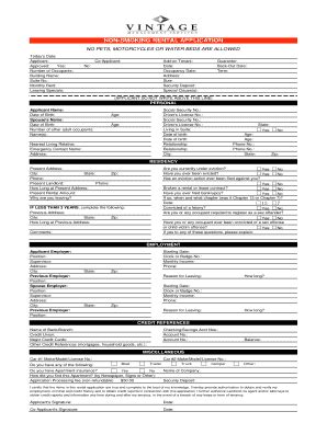 Fillable Online Rental Application Marshall Place Apartments Fax