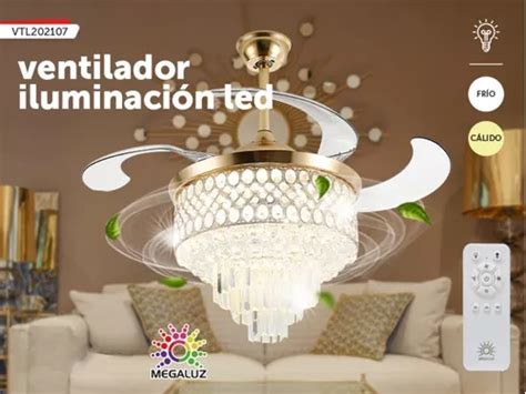 Ventilador De Techo Luz Led C Lida Fr A Retr Ctil Candil Env O Gratis