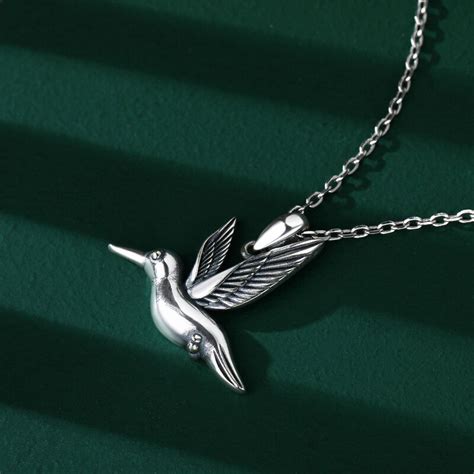 Jeulia Hummingbird In Flight Sterling Silver Necklace Jeulia Jewelry