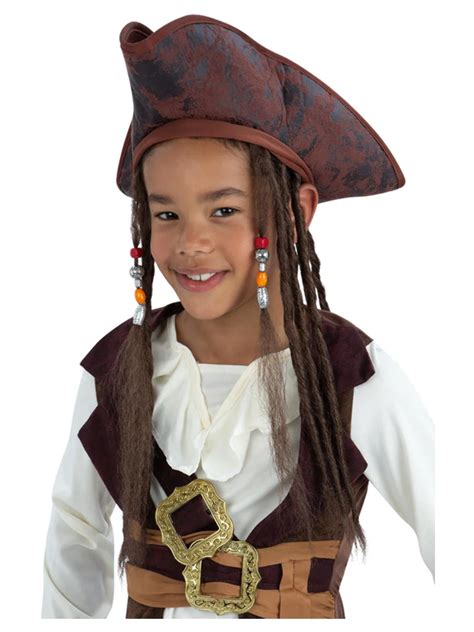 Pirate Hat With Dreadlocks Fancy Dress Costume