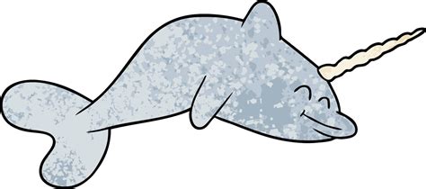 Happy Cartoon Narwhal 12410446 Vector Art At Vecteezy