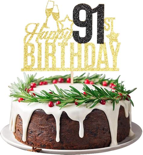 Happy 91st Birthday Cake Topper Ninety One Year Old Cake