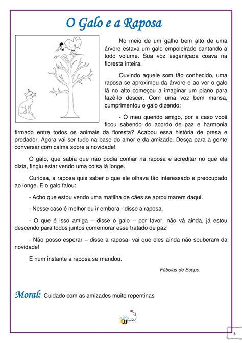 Interpretação De Fabula 3 Ano - 3º ANO - LEITURA E INTERPRETAÇÃO DE FÁBULA: O GALO E A RAPOSA - Cuca ...