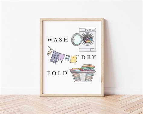 Watercolor Laundry Room Print, Wash Dry Fold Poster, Laundry Room Wall ...