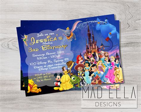 Disney Characters Invitation Disney Birthday Disney Party By