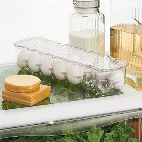 Mdesign Stackable Plastic Covered Egg Tray Holder Storage Container