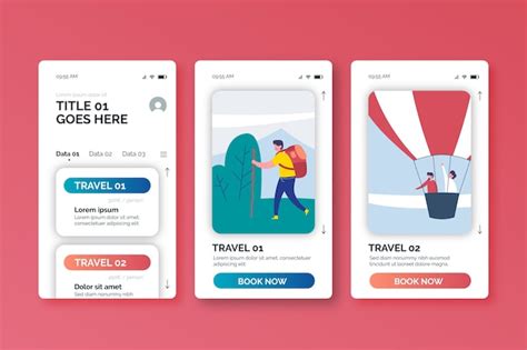 Free Vector Travel Onboarding App Screens