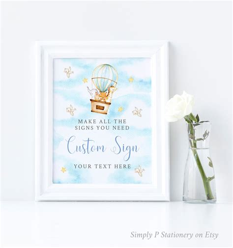 Hot Air Balloon Editable Baby Shower Bundle Invitation Book Etsy