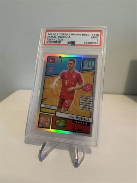 TOPPS CHROME MATCH Attax Bundesliga 21 22 Jamal Musiala Refractor PSA 9