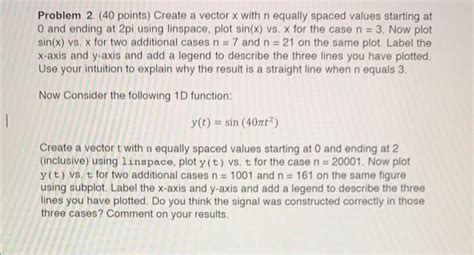 Solved Problem 2 40 Points Create A Vector X With N Chegg