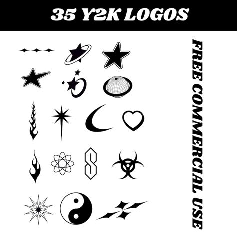 Y2K Aesthetic Vector Icons Bundle 35 Vectors For Graphic Design Logos