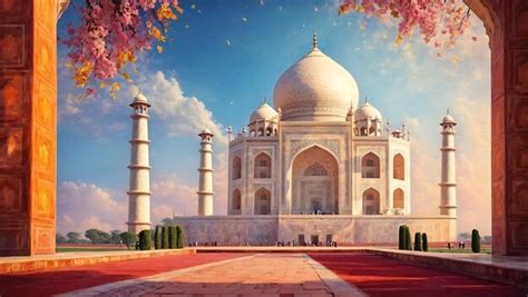 Premium Photo | Oil painting View of Taj Mahal Agra India