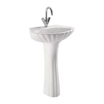 Cera Crowne Wall Hung Wash Basin With Full Pedestal Snow White