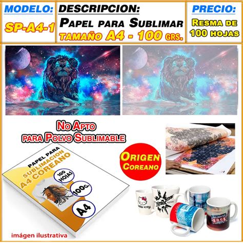 Papel De Sublimacion Premium A4 Secado Lento No Apto P Sublipolvo