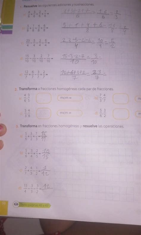 Transforma En Fracciones Homog Neas Y Resuelve Las Operaciones Cinco