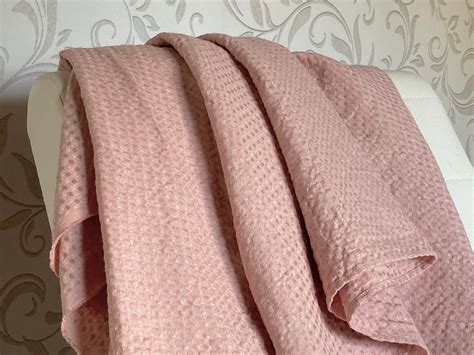 Dusty Rose Throw Blanket Queen Size Linen Waffle Summer Etsy Cotton