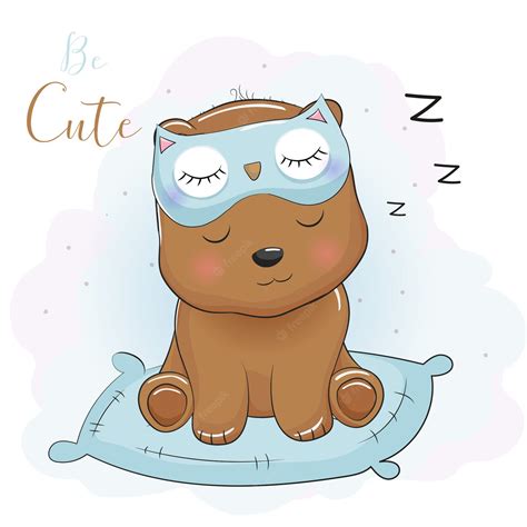 Premium Vector Cute Cartoon Bear Sleeping With Eye Mask