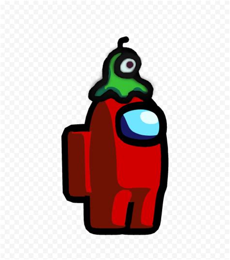 Hd Among Us Crewmate Red Character With Brain Slug Hat Png Citypng