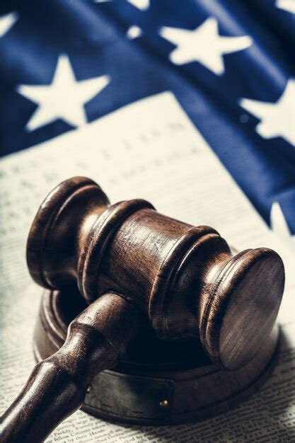 Premium Photo Wooden Gavel And Usa Flag