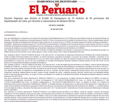 El Cazador De La Noticia Gobierno PublicÓ Decreto Supremo Nº 025 2017