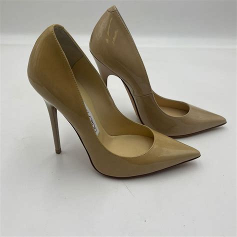 Jimmy Choo Anouk 120 Patent Leather Heel Nude 35 Gem