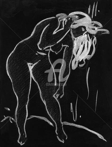 Chalk Drawing Of Naked Woman Posing Sexu Digitale Kunst Von Mounir