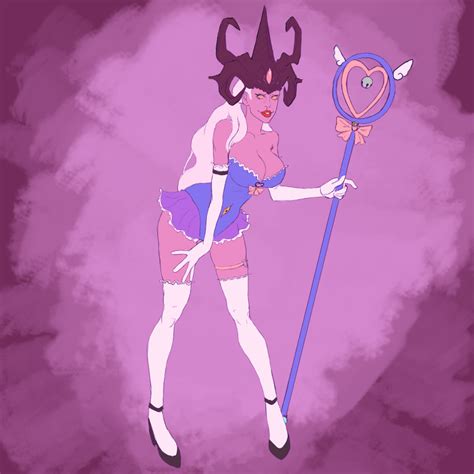 Hentai Busty Artist Request Babydoll Big Breasts Demon Demon Girl Gloves Lipstick Long