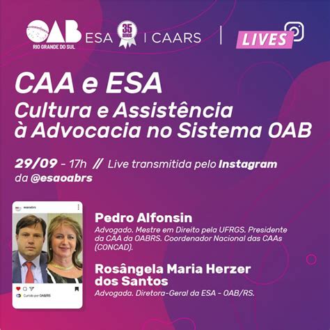 Oab Rs Caa E Esa Cultura E Assist Ncia Advocacia No Sistema Oab