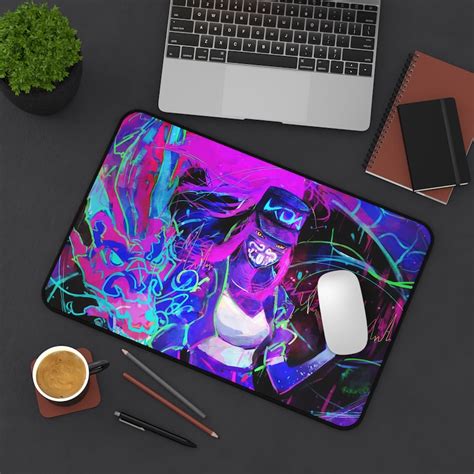 Kda Akali League Of Legends Desk Mat Neon Lol Gaming Desk Mat Xxl