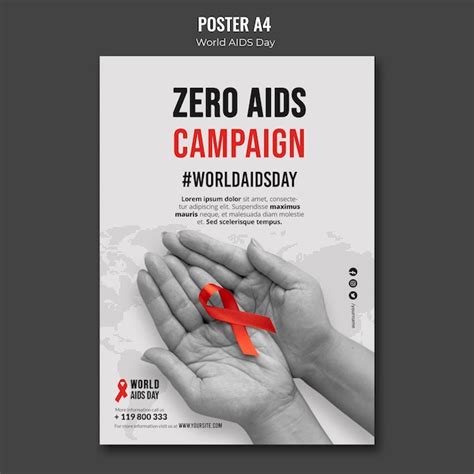 Plakatvorlage Zum Welt Aids Tag Mit Rotem Band Kostenlose Psd Datei