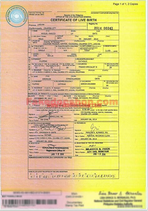 Philippines Birth Certificate Template V2 Artofit