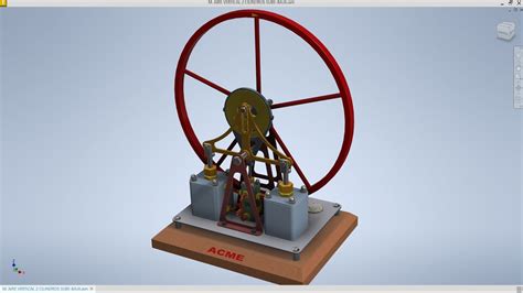 Autodesk Inventor Maqueta De Un Motor De Vapor Vertical Con Cilindros