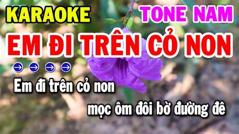 Karaoke Em Đi Trên Cỏ Non Tone Nam Nhạc Sống Cha Cha Mới Nhất Kho