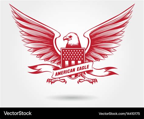 Sketched American Eagle Emblem Design Royalty Free Vector