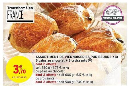 Promo Assortiment de viennoiseries pur beurre x10 chez Intermarché