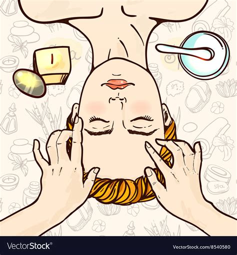 Spa Woman Waiting Massage Her Face Royalty Free Vector Image