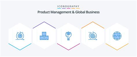 Product Managment And Global Business 25 Blue Icon Pack Including