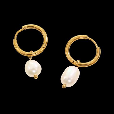 Dainty Freshwater Pearl Huggie Hoop Earrings Lamour Pearls