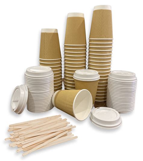 Buy 12 Oz Triple Wall Ripple Coffee Cups With Lids And Stirrers