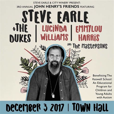 Steve Earle Expands Tour Playing NYC Holiday Benefit W Lucinda