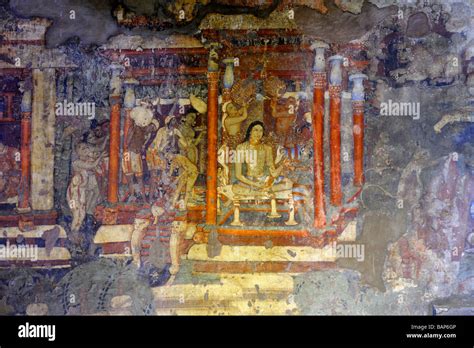 Ajanta Cave No 1 frescoes Stock Photo - Alamy