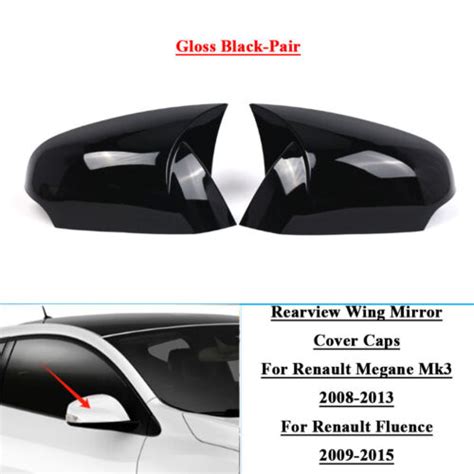 Pair Rear View Wing Mirror Cover Cap For Renault Megane Mk Fluence