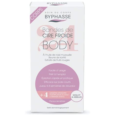 24 Tiras de Cera Fría Línea Bikini y Axilas 4 Toallitas Byphasse