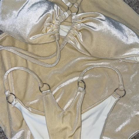 Gold Shimmer Bikini Set With Skirt I Dont Depop