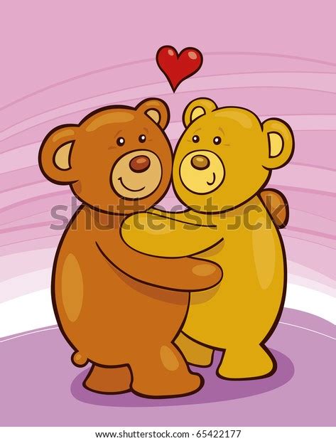 Cartoon Illustration Two Teddy Bears Love Stock Illustration 65422177