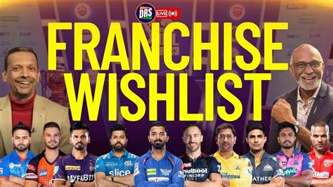 Ipl Mini Auction Franchise Wishlist Tata Ipl 2024 Drs Live🔴 Youtube