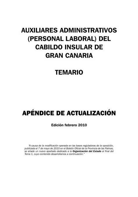 Pdf Auxiliares Administrativos Personal Laboral Del Cabildo